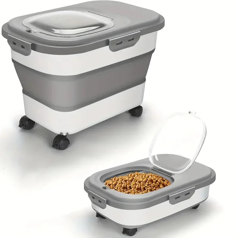 Food Storage Container Collapsible Dog Food Container with Sealing Lid,  Suitable for Dry Food for Dogs, Cats Other Pet Foods