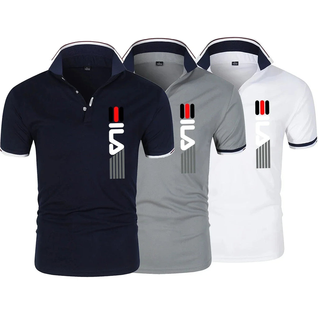 Summer 2025 new arrivals: Men's POLO shirts with lapel, casual and fashionable business print short-sleeved polo shirts