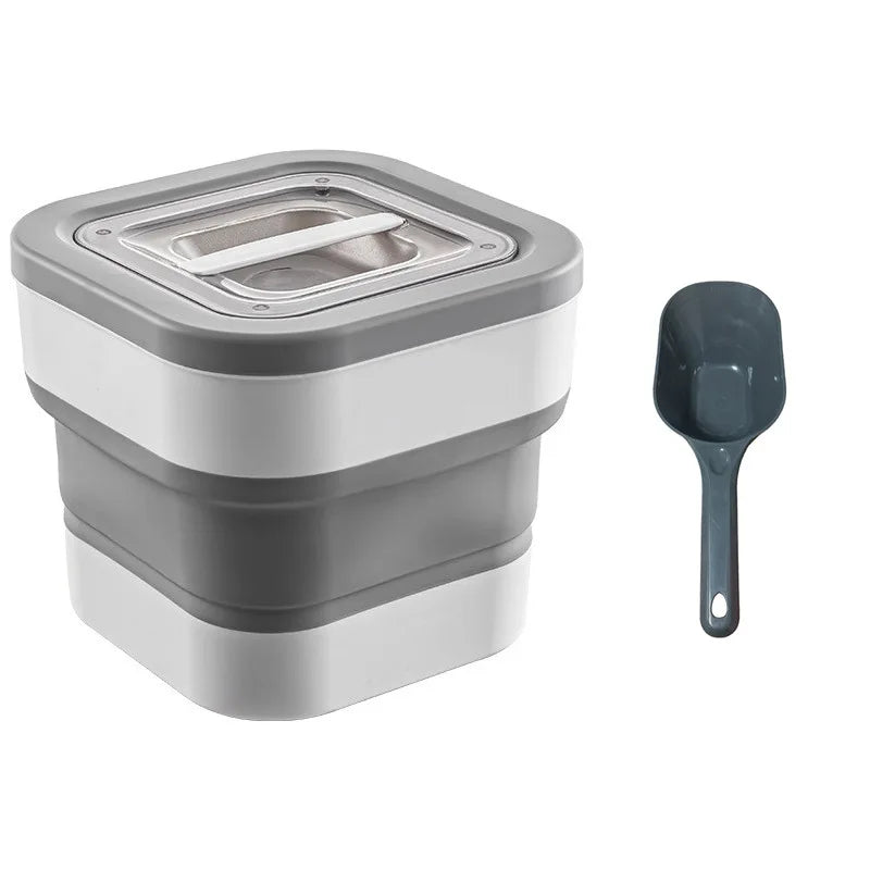 Food Storage Container Collapsible Dog Food Container with Sealing Lid,  Suitable for Dry Food for Dogs, Cats Other Pet Foods