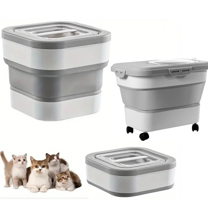 Food Storage Container Collapsible Dog Food Container with Sealing Lid,  Suitable for Dry Food for Dogs, Cats Other Pet Foods