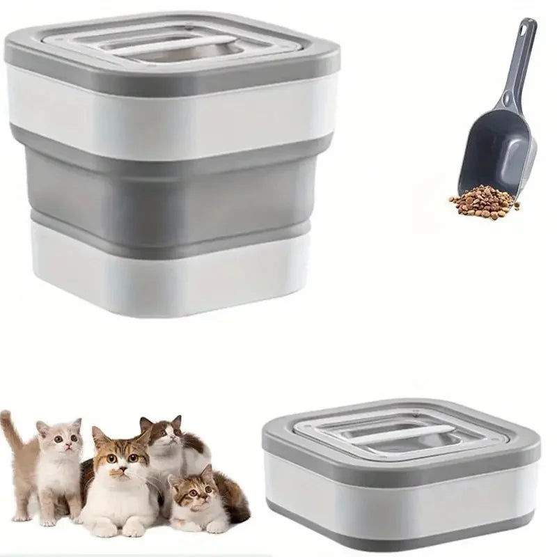 Food Storage Container Collapsible Dog Food Container with Sealing Lid,  Suitable for Dry Food for Dogs, Cats Other Pet Foods