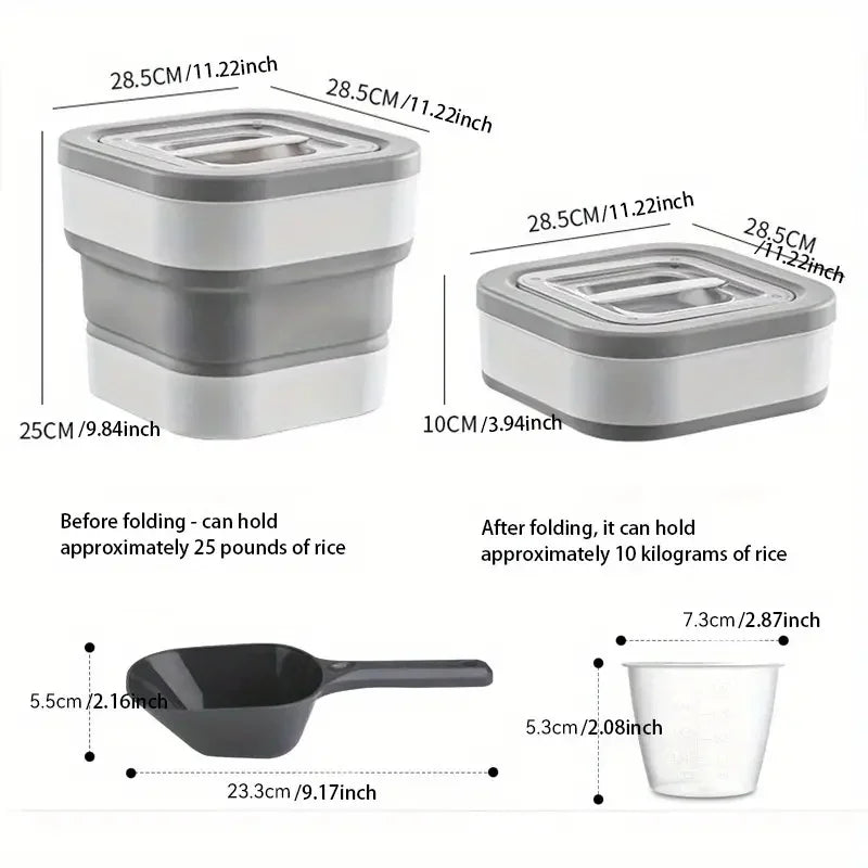 Food Storage Container Collapsible Dog Food Container with Sealing Lid,  Suitable for Dry Food for Dogs, Cats Other Pet Foods