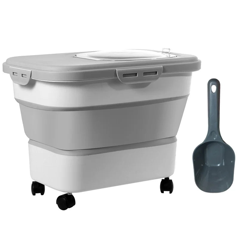 Food Storage Container Collapsible Dog Food Container with Sealing Lid,  Suitable for Dry Food for Dogs, Cats Other Pet Foods