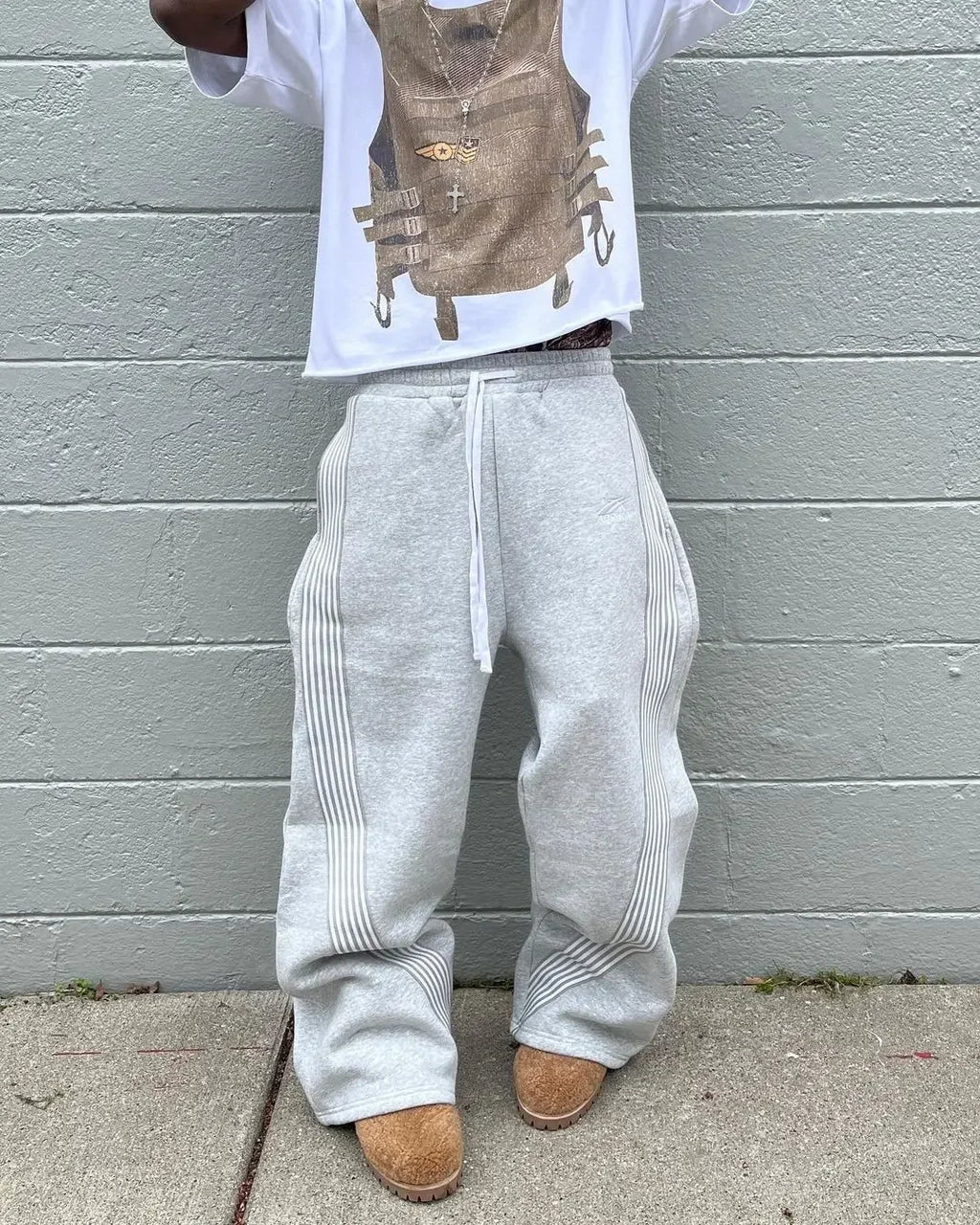 Casual Grey Embroidered Trousers Y2k Running Lace Chandelier Trousers Functional Tactics Camouflage for Men and Women
